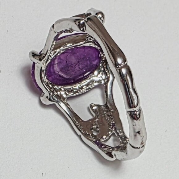 Purple Stone Statement Ring Silver Tone | EU 19 (US 9) - Picture 6 of 6